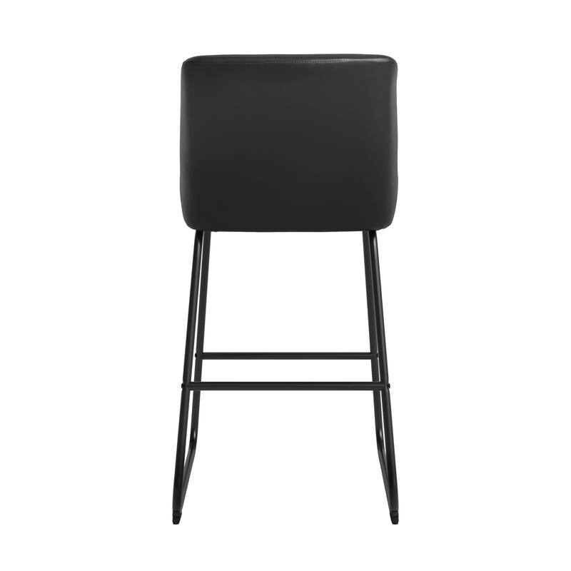 Counter Height Bar Stools with Metal Frame Upholstered Kitchen Island Stool in Faux Leather or Fabric