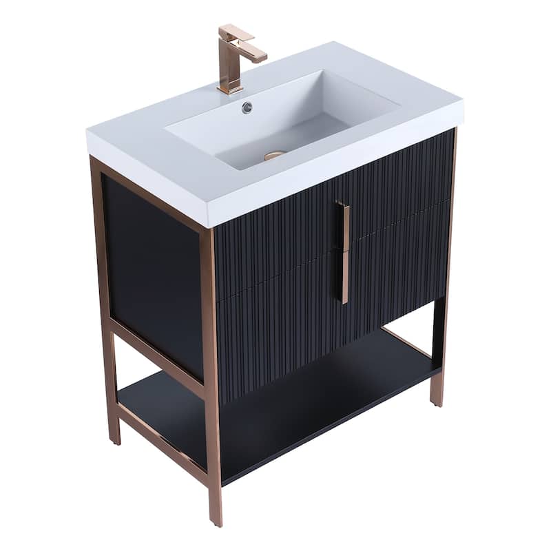 Fine Fixtures Serenity Modern Bathroom Vanity with White Gel Acrylic Top