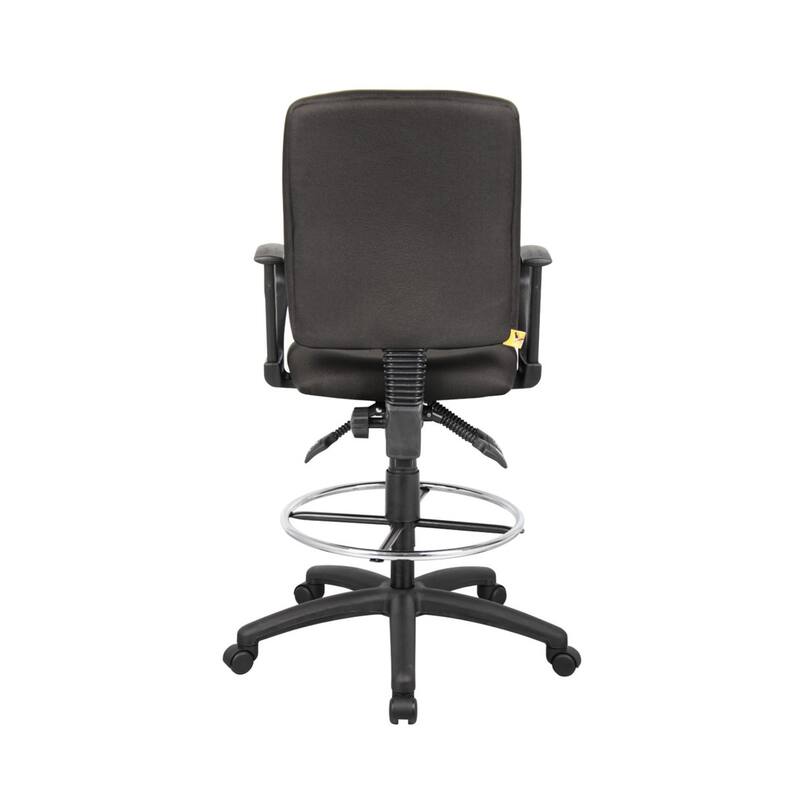 Jea Swivel Drafting Stool, Seat Tilt Lock, Loop Arms, Black Crepe