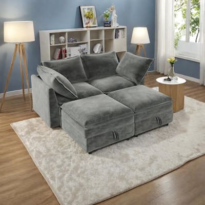 67" Chenille Modular 4-Piece Sectional Sofa with Under-Seat Storage, 4-Seater and Sturdy Plywood Frame