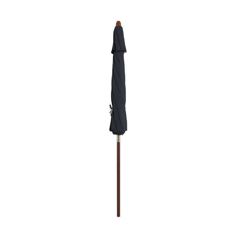 California Umbrella 9ft Marenti Wooden Sunbrella Patio Umbrella with Sunbrella Fabric, Base Not Included
