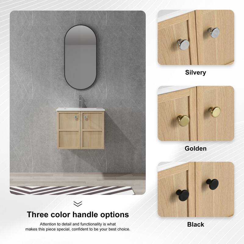 Beingnext 24"/30" Bathroom Vanity with Sink, Floating/Freestanding Bathroom Vanity with Soft Close Door
