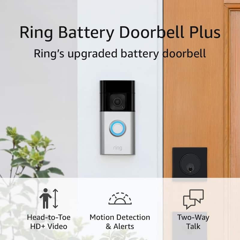 Ring Battery Doorbell Plus Smart Wifi Video Doorbell Satin Nickel - Satin Nickel