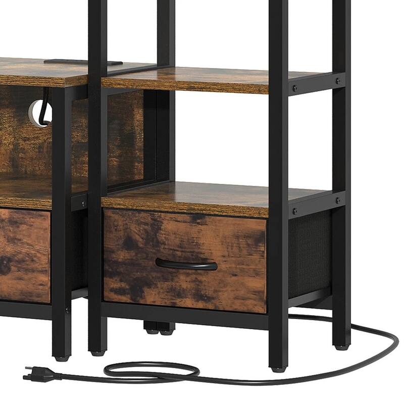 LED TV Stand For 43" to 65" with Storage 4 Tier Bookcase Rustic Brown - 58 inches