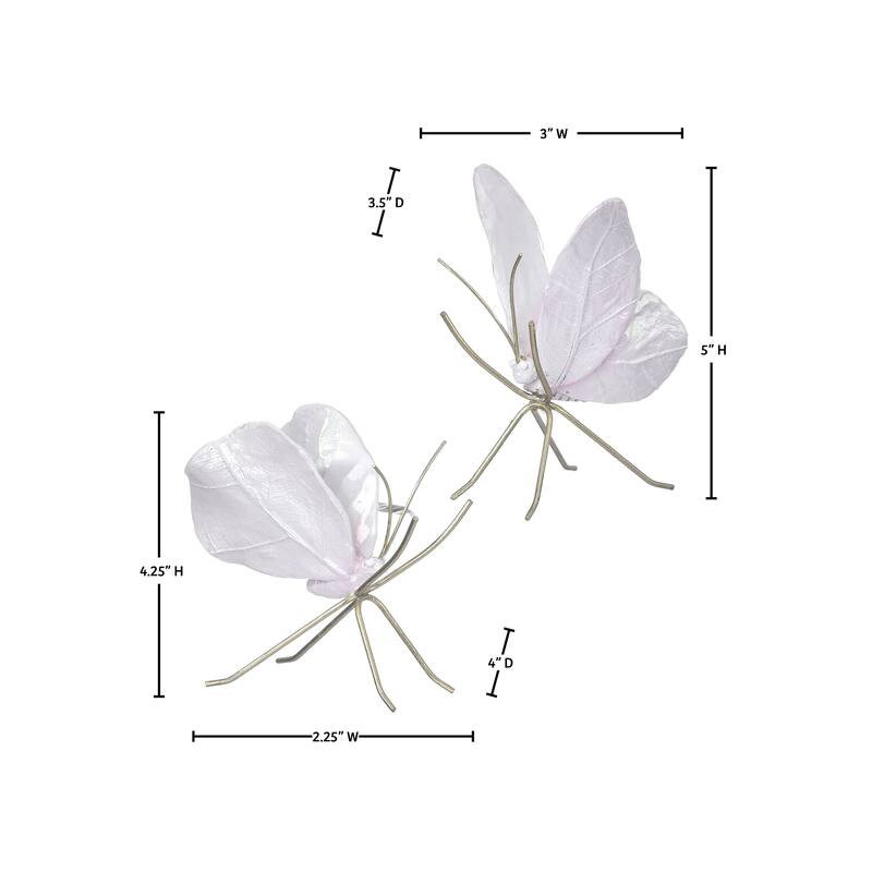 5" Resin And Metal Pearlized Butterfly Set of 2
