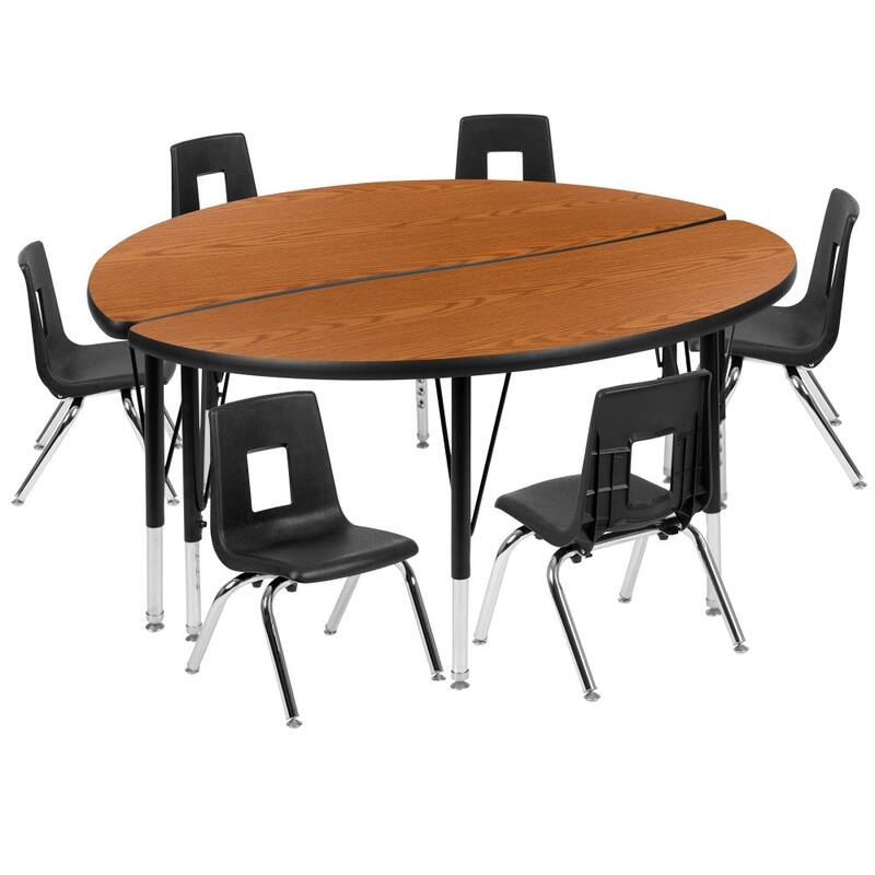 47.5" Circle Wave Flexible Activity Table Set with 14" Student Stack Chairs