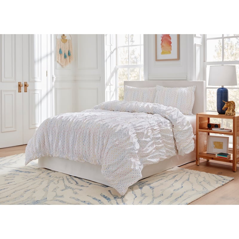 Lullaby Bedding Tiny Hearts Ruffled Cotton Duvet Set