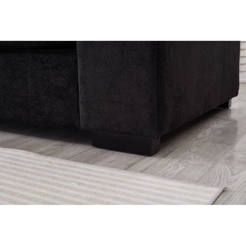 122" Corduroy Sectional Sofa with Two Movable Ottomans