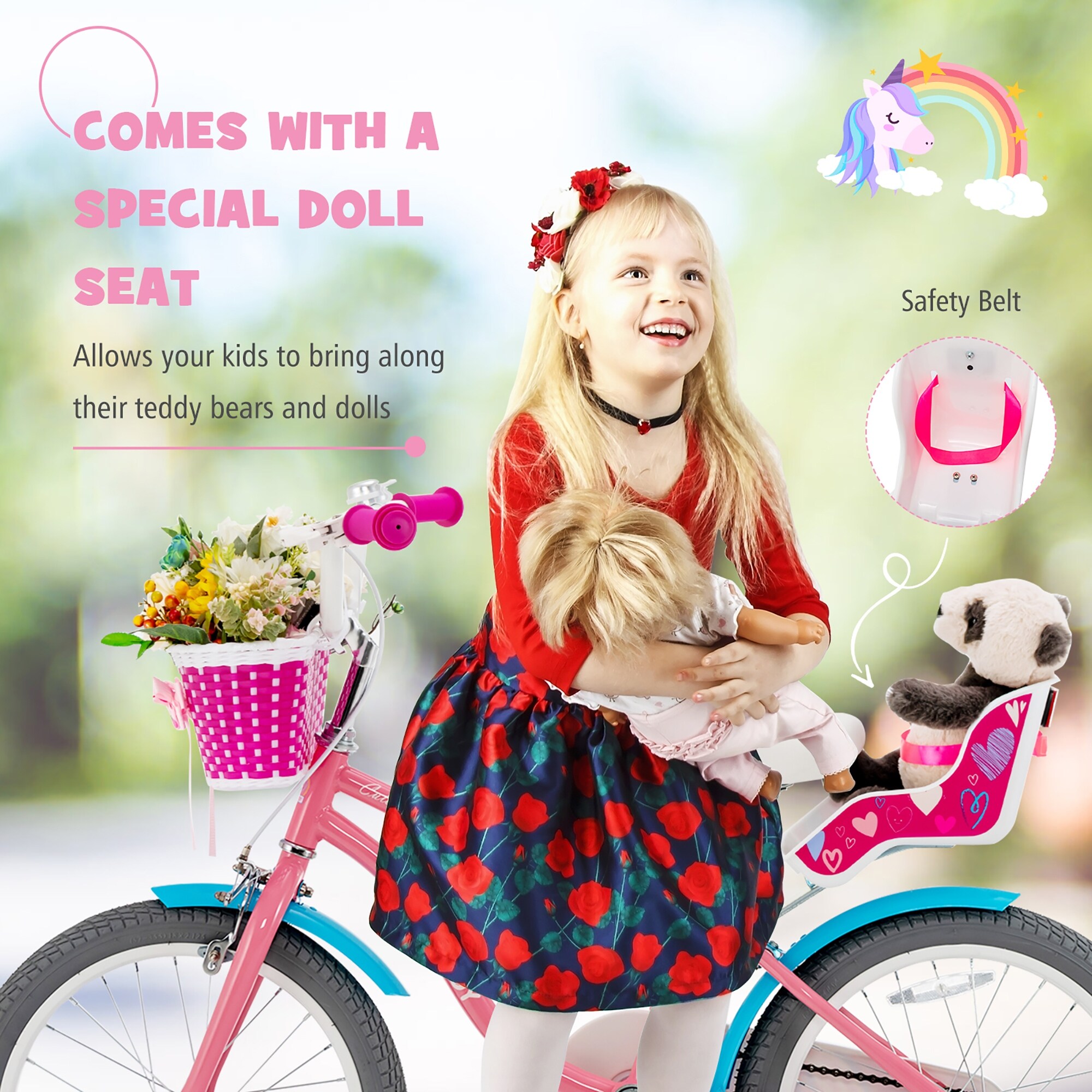 Honeyjoy 18 Inches Kids Bicycle with Training Wheels