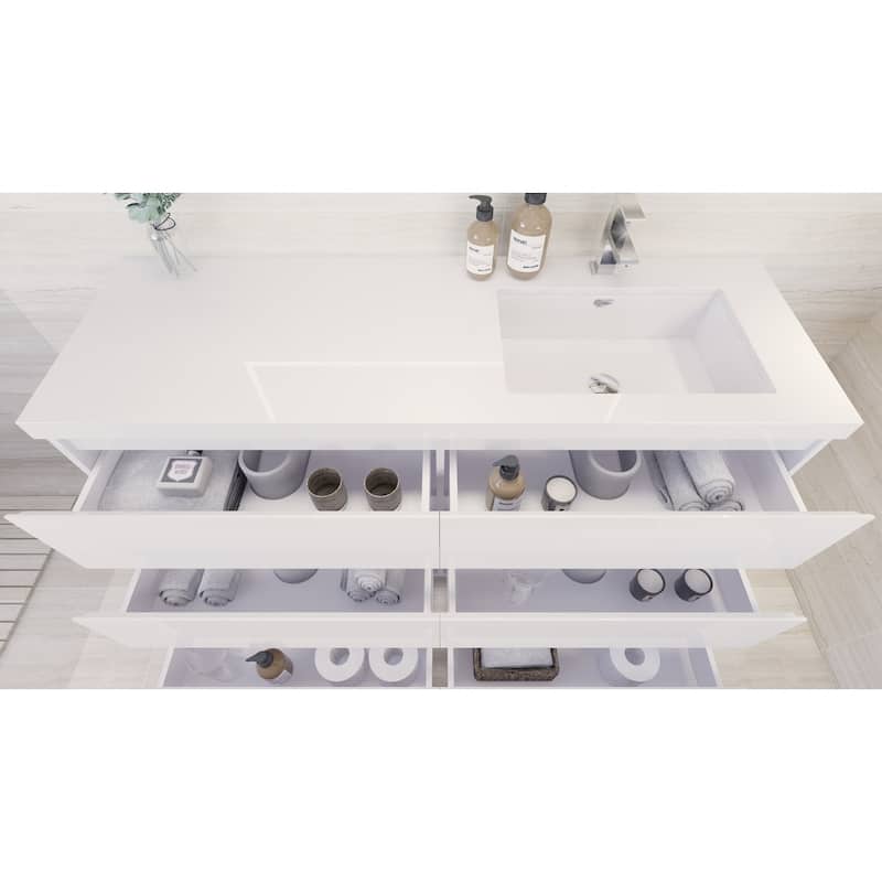 Aron 60'' Freestanding Vanity with Right Single Sink