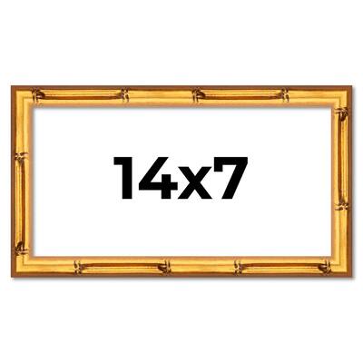 14x7 Frame Gold Bamboo Solid Wood Picture Frame | 1 Inch Moulding