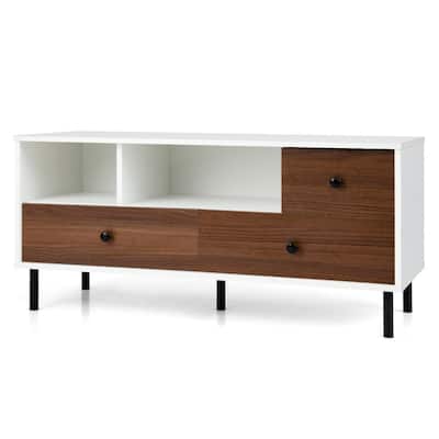 Mid-Century TV Stand for 50-inch TVs with 2 Cubbies and 3 Drawers - 43.5" x 16.5" x 20"
