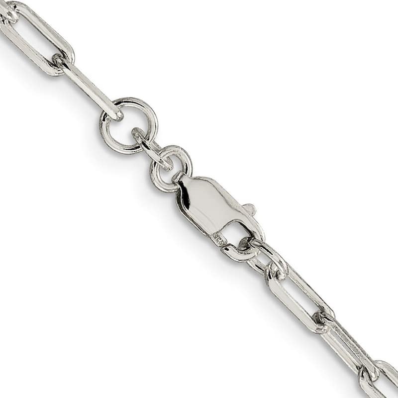 Curata 925 Sterling Silver Solid Polished 3.25mm Paperclip Chain Necklace (Lobster)