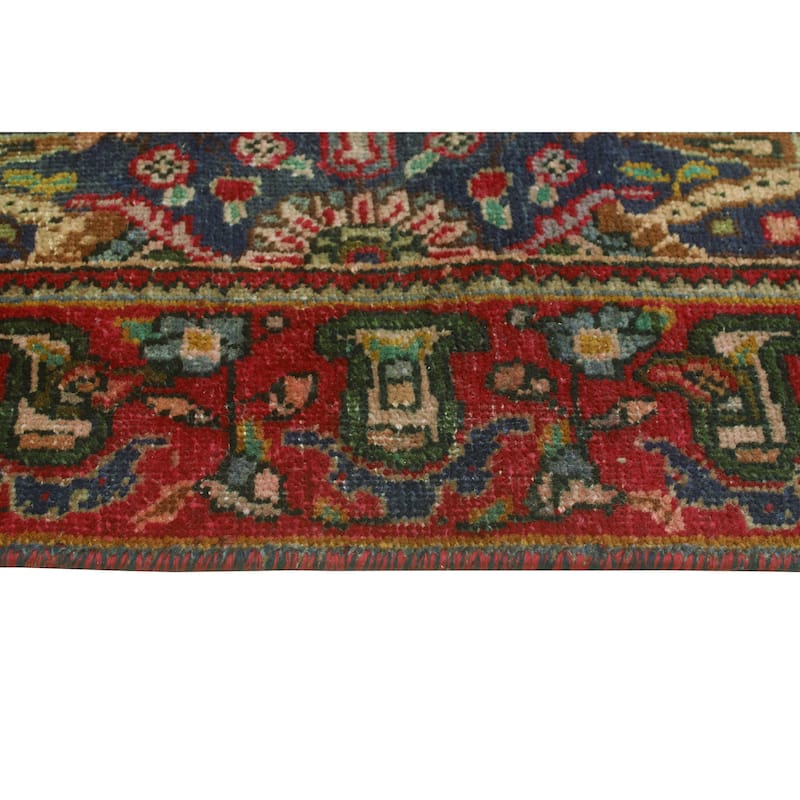 Fine Vintage Distressed Nasira Red/Navy Rug - 4'5" x 6'7"