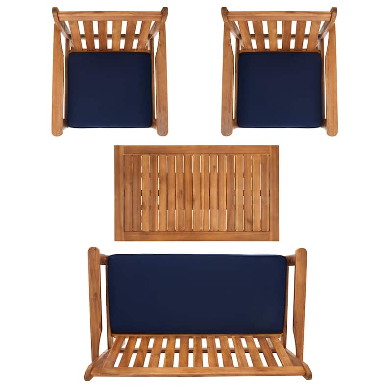 SAFAVIEH Outdoor Ainsley Acacia Wood 4-Piece Furniture Set - 44W x 34D x 25H