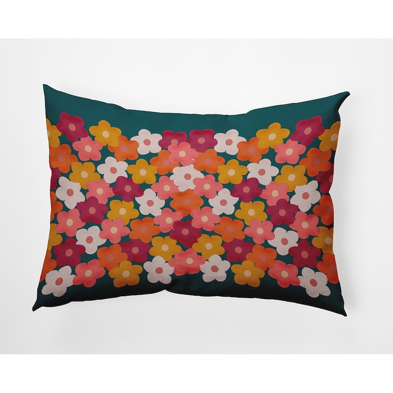 Flower Stack Indoor/Outdoor Throw Pillow - Green Mint - 14" x 20"