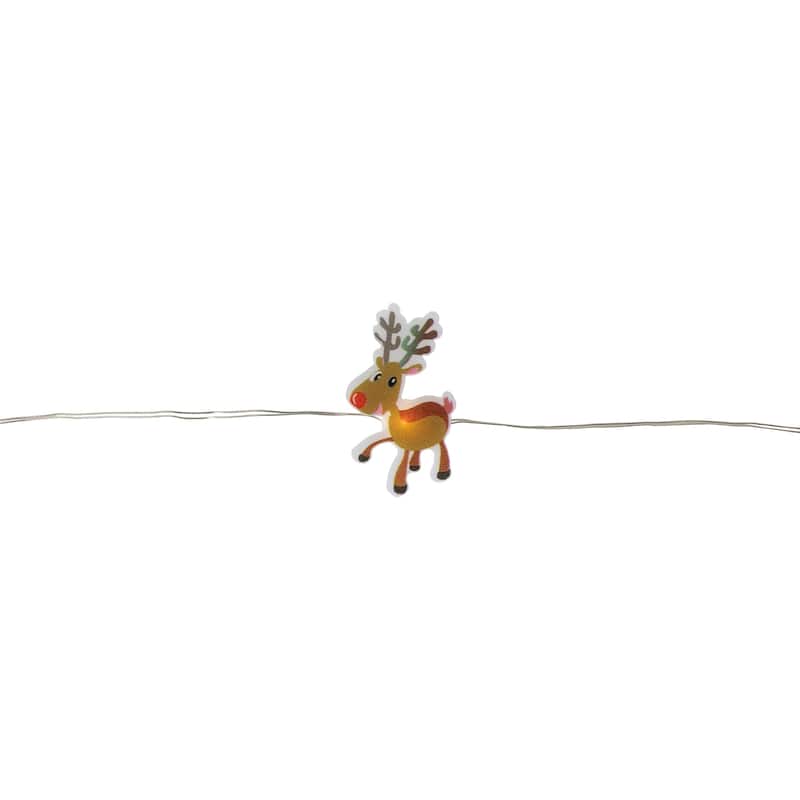 20-Count LED Reindeer Micro Christmas Light Set 6ft Clear Wire - 6'