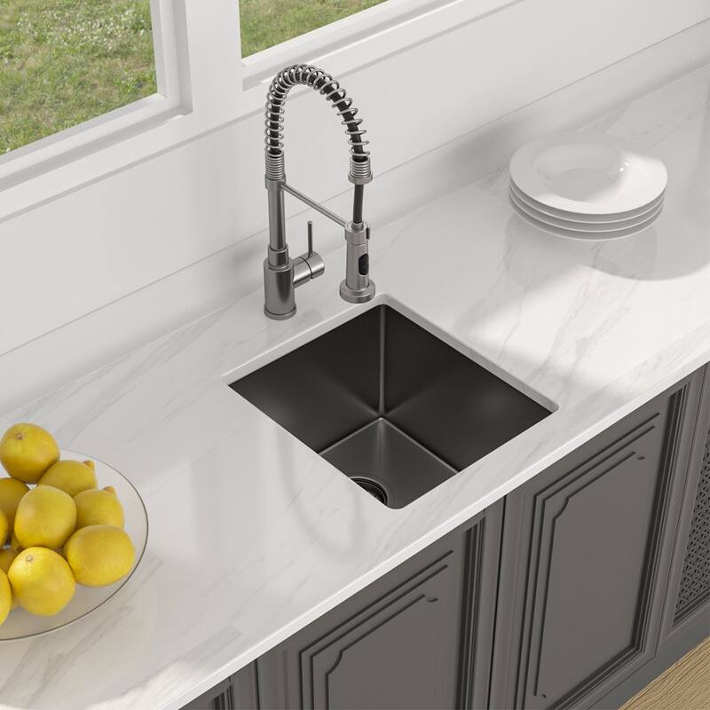 Lordear 15/17" Kitchen Sink Stainless Steel Undermount Single Bowl Bar Sink with Accessories