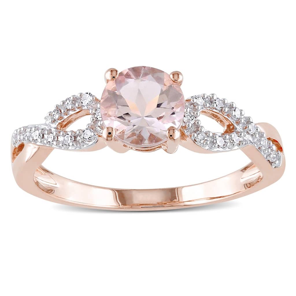 Miadora 10k Rose Gold Morganite and 1/10ct TDW Diamond Infinity Engagement Ring