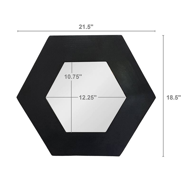 Hexagon Mirror with Natural Wood Frame
