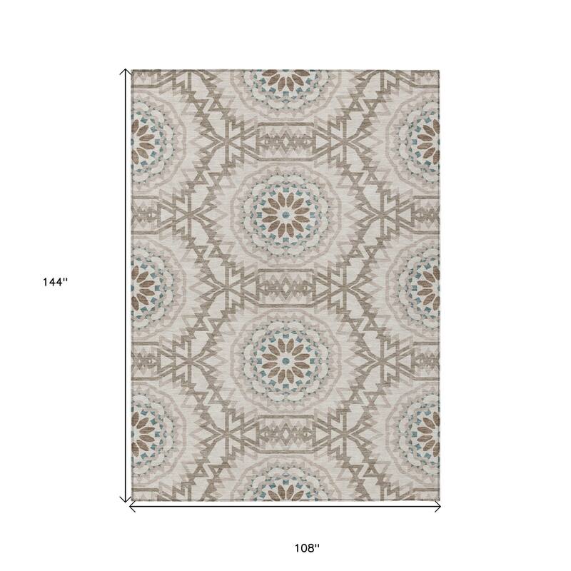 HomeRoots Floral Medallion Transitional Rectangle Outdoor Rug