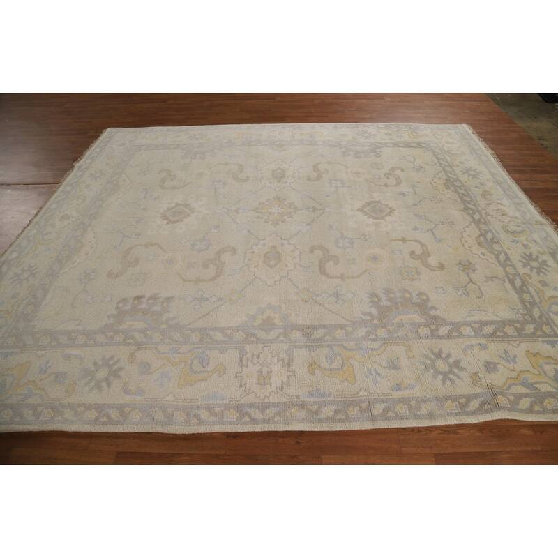 Earth Tone Oushak Indian Rug Hand-Knotted Transitional Wool Carpet - 8'0"x 9'5"