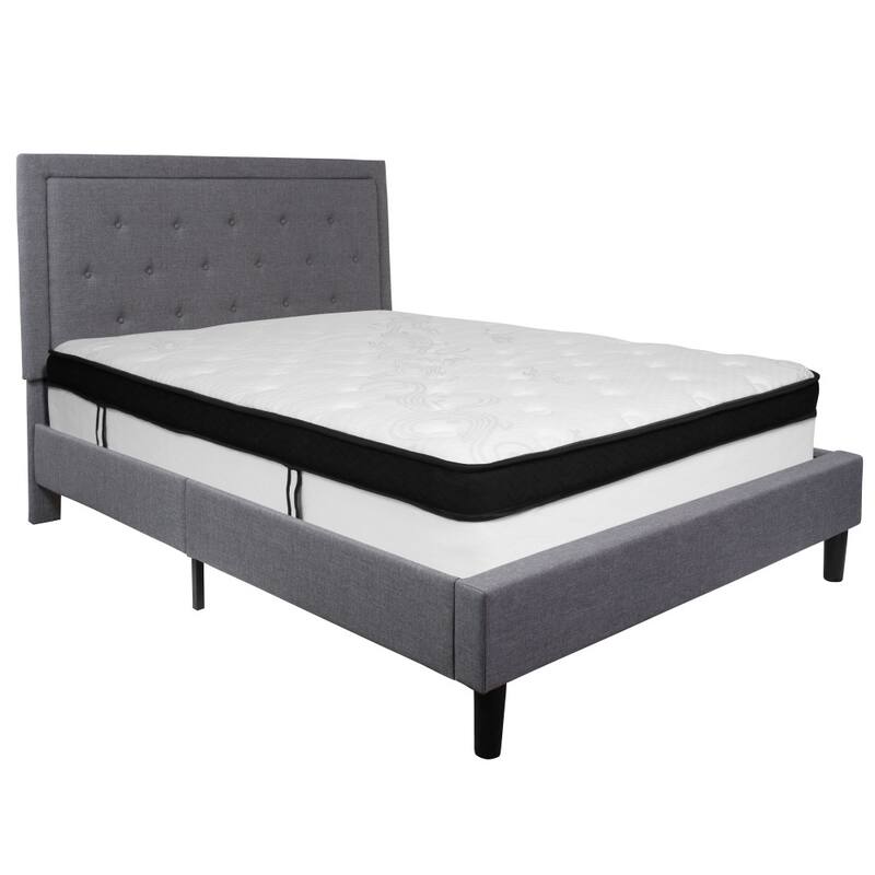 Panel Tufted Platform Bed and Memory Foam Pocket Spring Mattress