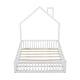 preview thumbnail 14 of 13, Full Size House Shaped Platform Bed with 12" Guardrail, Pine Wood Kids Bed Frame and Rustic Design for Bedroom, White Finish