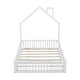 preview thumbnail 14 of 13, White Full Size Solid Wood House Platform Bed with Guardrail for Kids, Boys and Girls