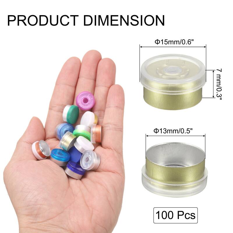 Flip Off Caps 100PCS Burr-Free Flip Off Top Caps - Clear/Green Gold - 13mm