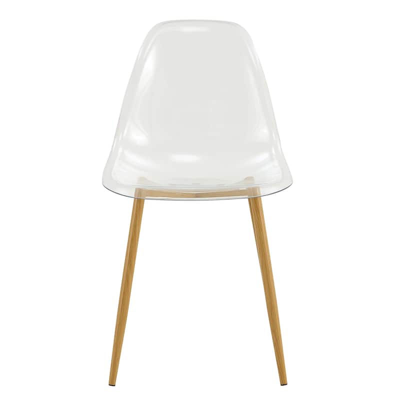 Modern minimalist armless crystal dining chair, plastic chair set of 6 with metal legs