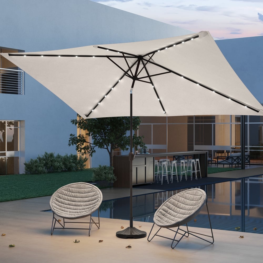 LIVOOSUN Patio LED 10 x 6.5Ft Market Umbrella Aluminum/Steel Outdoor Table Rectangle Umbrella with Tilt