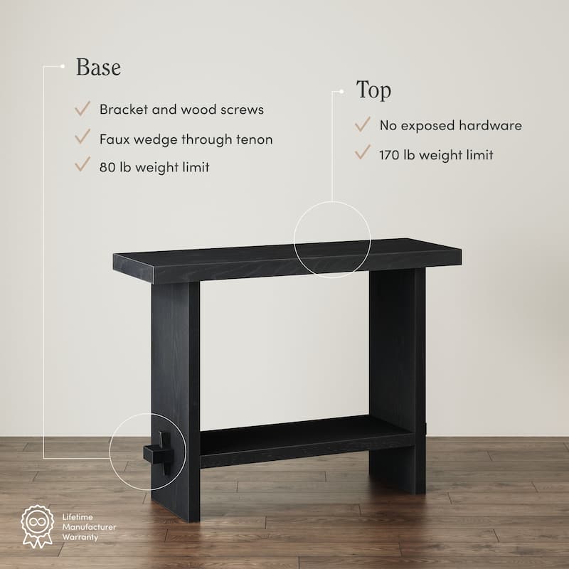 Nathan James Virgo Farmhouse 2-Tier Console Table in Wire-Brushed Wood Finish