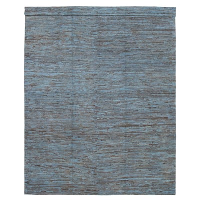 ECARPETGALLERY Hand-knotted Finest Peshawar Ziegler Blue Wool Rug - 9'4 x 12'10