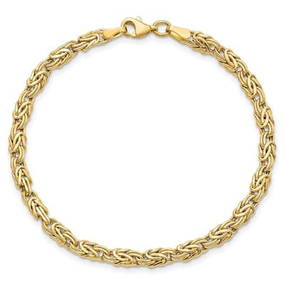 Curata 10k Yellow Gold 7.5" 6mm Woven Byzantine Bracelet
