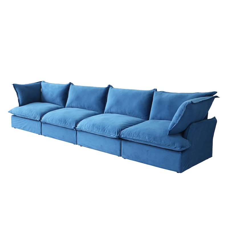 Modular Sectional Sofa Couch, 162.98" Velvet 4 Seater Sofa, Sofa Couch for Living Room Apartment