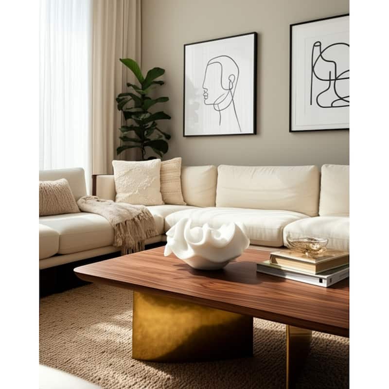 Resin Decorative Bowl Ruffled Edge Coral Accent Home Office - 7" White - 12" x 11.75" x 7.25" - White - 12" x 11.75" x 7.25"