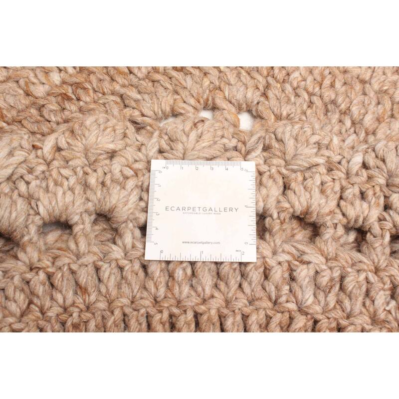 ECARPETGALLERY Braid weave Sienna Tan Wool Rug - 3'2 x 3'2