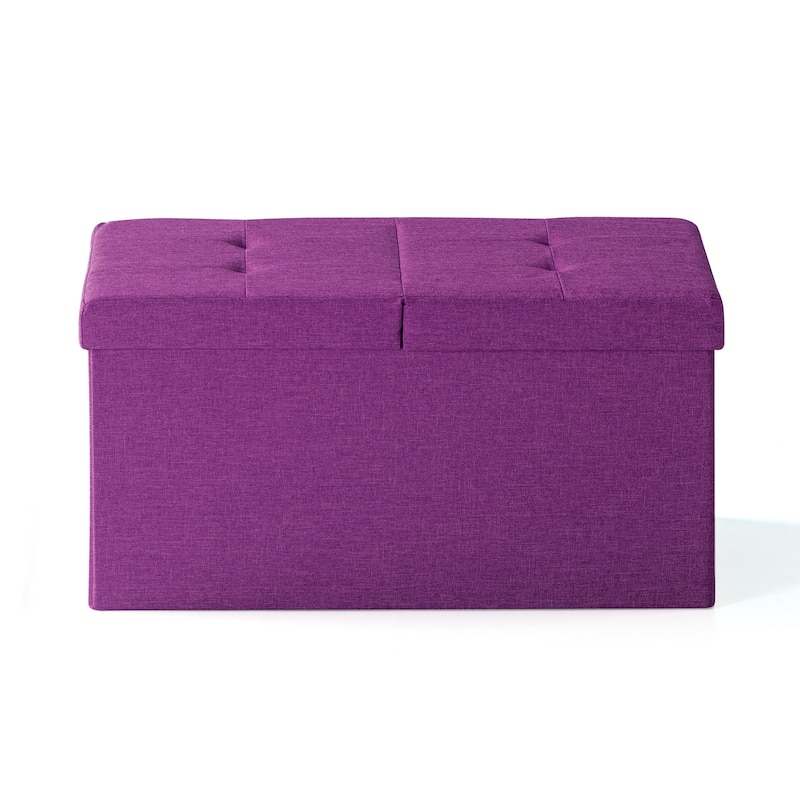 30 Inch Smart Lift Top Button Tufted Fabric Storage Ottoman by Crown Comfort