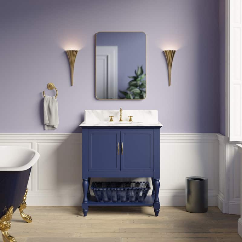 KitchenBathCollection Beverly 30" BathroomVanity w/ Carrara Marble Top