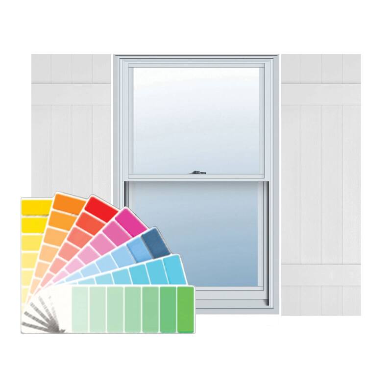 Builders Edge, Standard Four Board Joined (2 Batten), Board-n-Batten Shutters, Includes Matching Installation Spikes (Per Pair) - 14"W x 47"H - Paintable