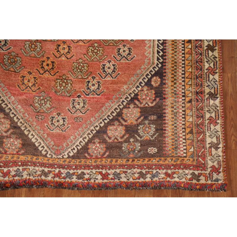 Hand Knotted Oriental 100% Wool Carpet Traditional Geometric Oranges & Rust Shiraz Area Rug - 7' 9'' X 5' 0''