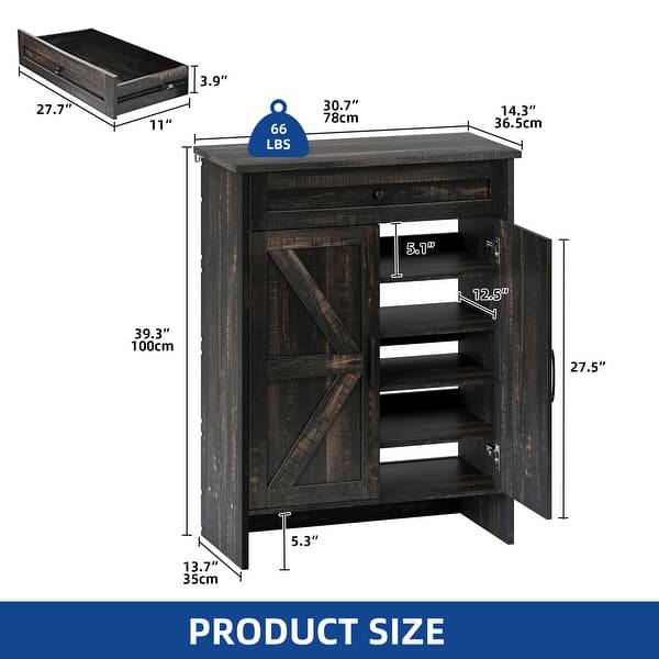 dimension image slide 4 of 8, Moasis Shoe Storage Cabinet with Drawers Entryway Shoe Storage