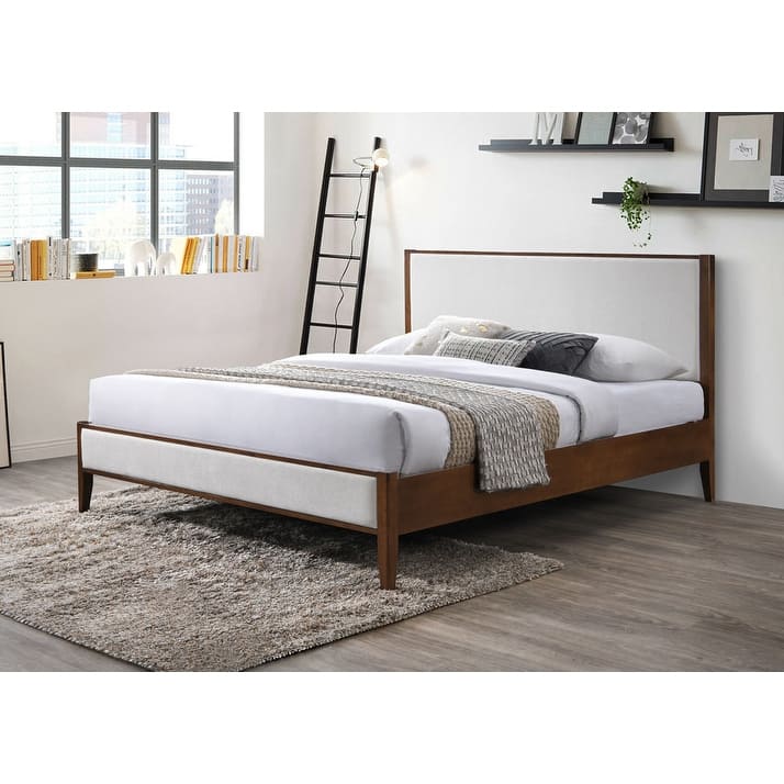 SAFAVIEH Couture Giuliano Wood Frame Bed - Ivory/Walnut - Queen