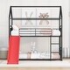 preview thumbnail 19 of 43, Twin over Twin Metal Bunk Bed with Slide, Roof, and Ladder
