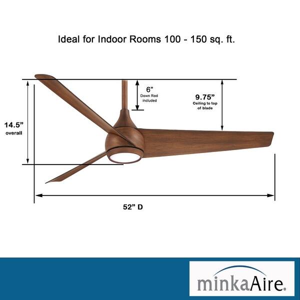 dimension image slide 0 of 4, Minka Aire Twist 3 Blade 52 Inch LED Indoor Ceiling Fan