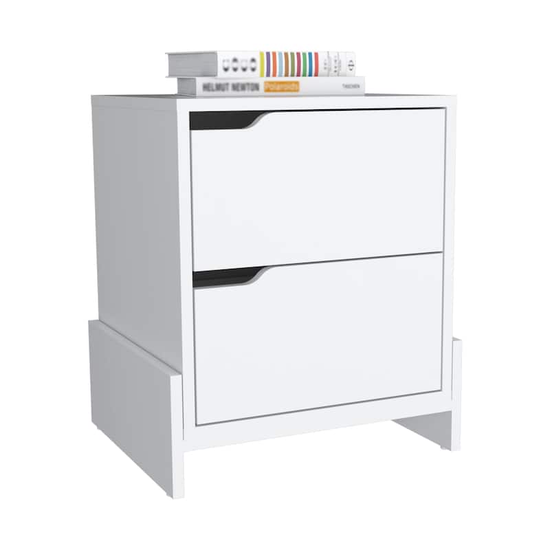 HomeRoots 20" White Two Drawer Faux Wood Nightstand