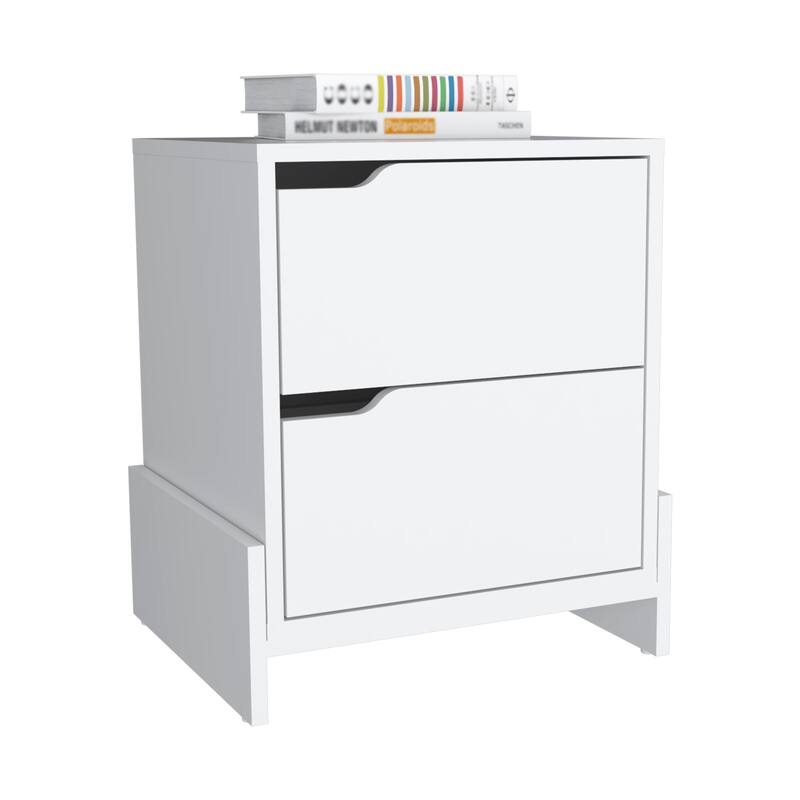 Modern 2-Drawer Nightstand in Wood Manufactured Wood Frame