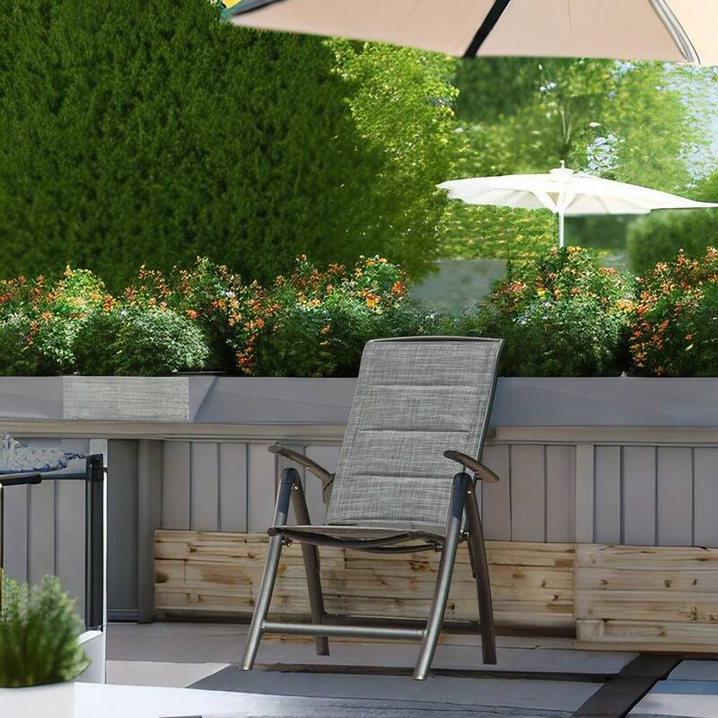 Set of 2 Aluminium Frame Folding Patio Chairs with Adjustable Backrest