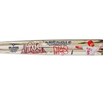 Albert Pujols 700 Career Home Runs Signed Chrome Splash Art Bat - 34"